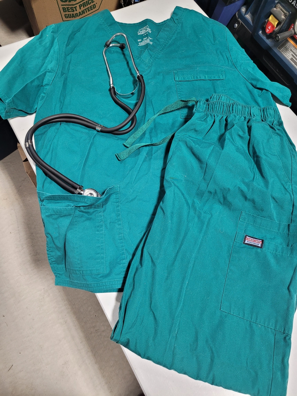 Cherokee Men's Teal Green Scrub Top and Pants Set